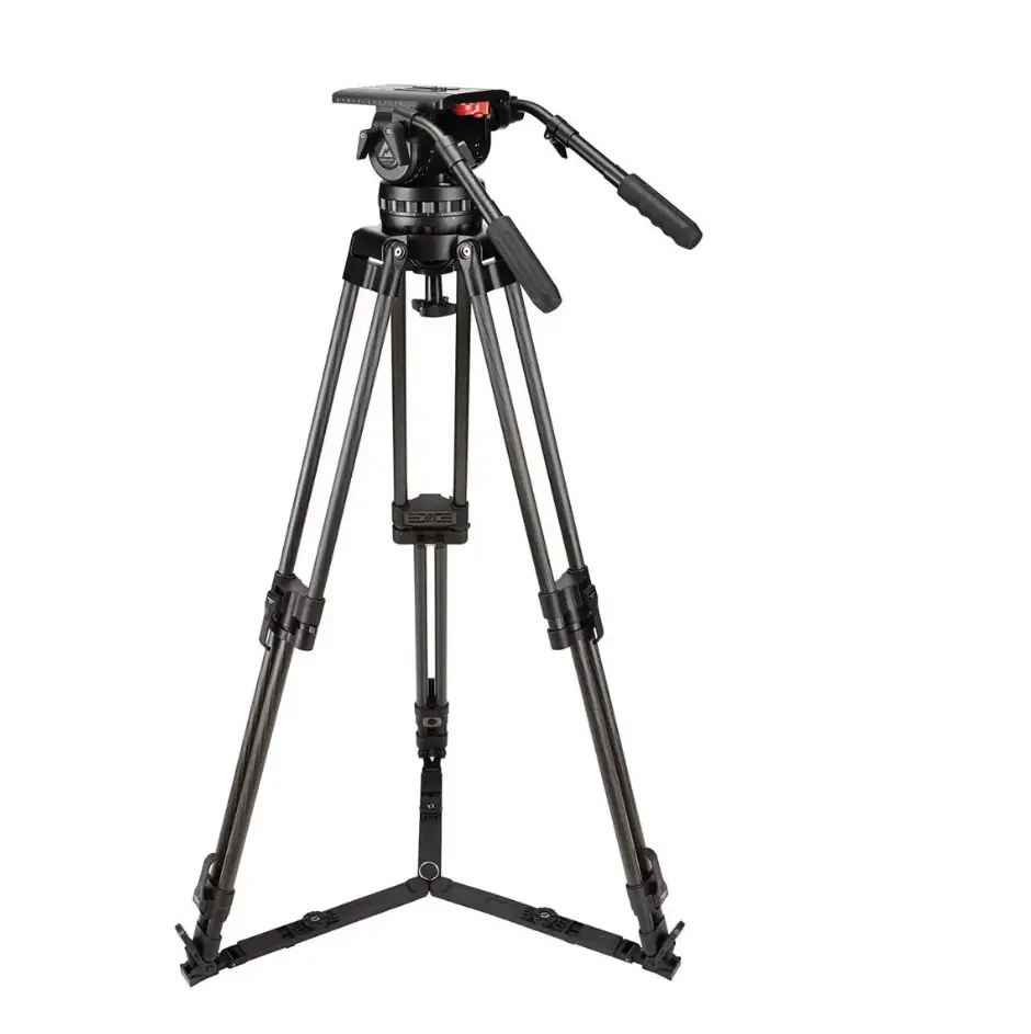 Video Tripod Kit 2-Stage CF Tripod Legs with Ground Spreader and 100mm Bowl Fluid Head