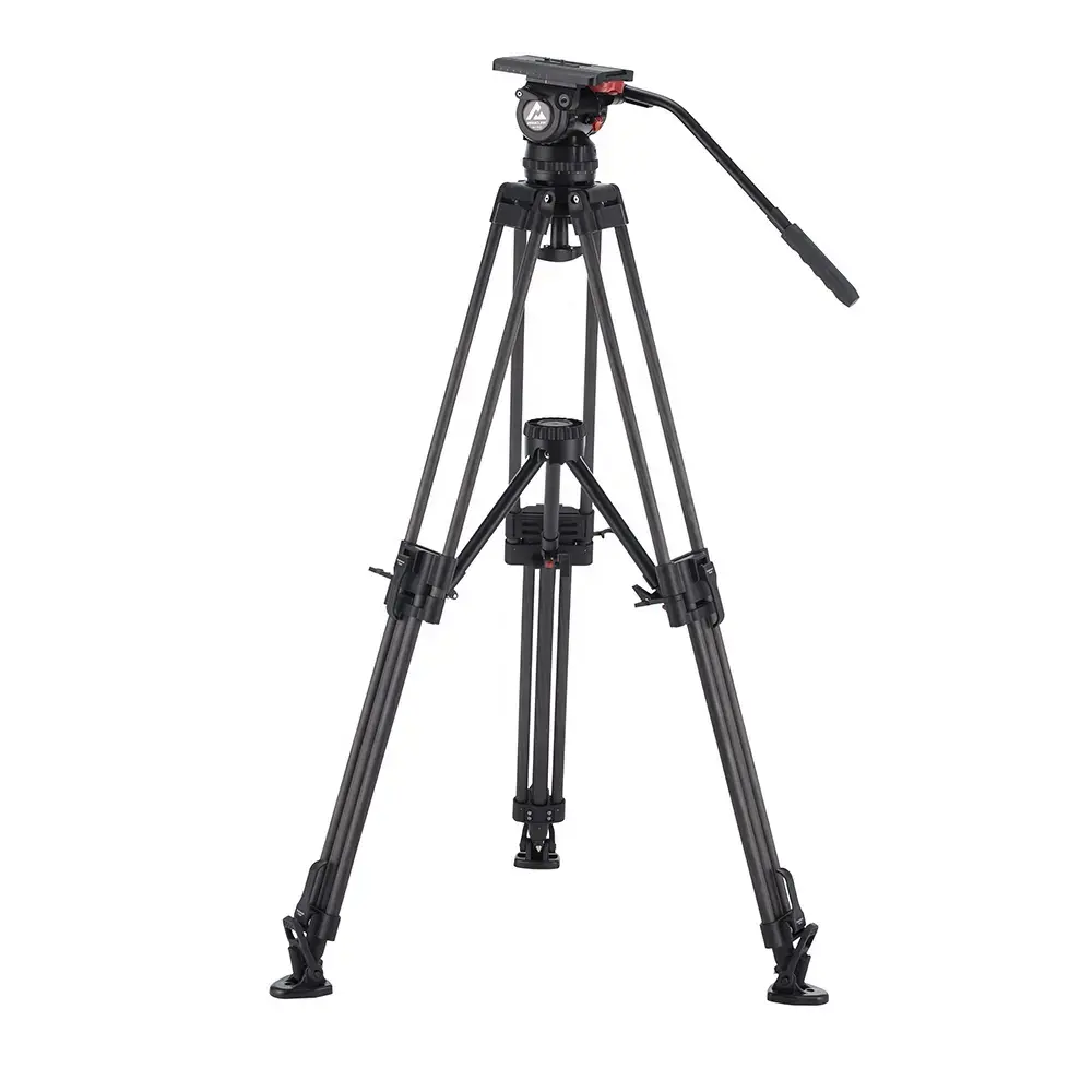 Carbon Fiber Broadcast Cameras Tripod System With Mid-Level Spreader